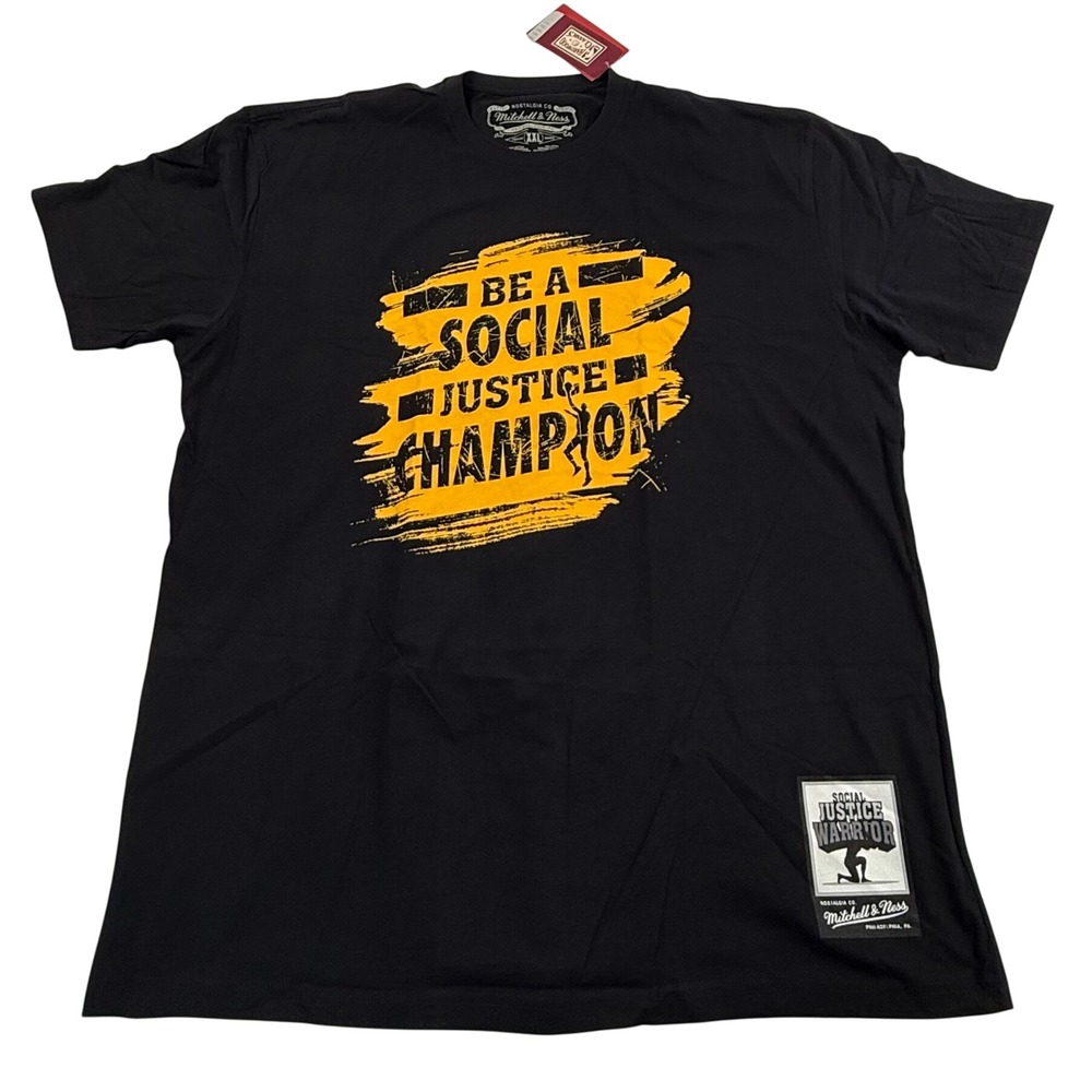 Mitchell & Ness Social Justice Champion Graphic Tee Black XXL BMTRBA20431-CLBBLK